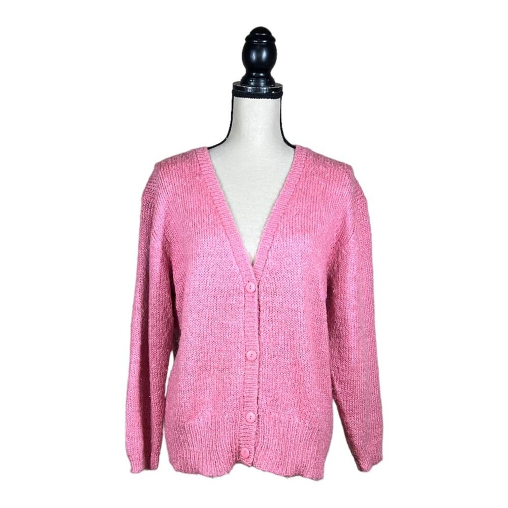 Vintage Wool Metallic Thread Button Front Coquette Cute Cardigan Sweater - Picture 2 of 5